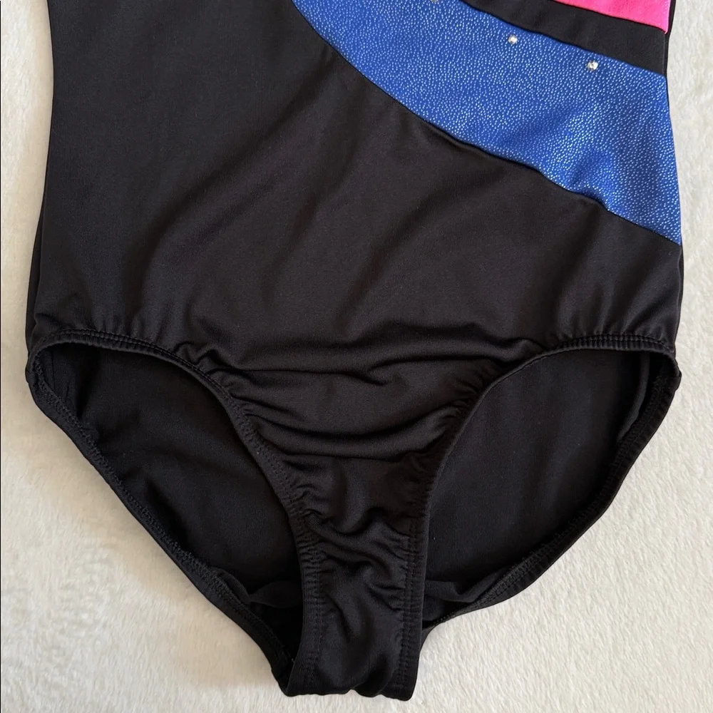 {Danskin} Freestyle | Asymmetrical Strap Geo Gymnastics Dance Leotard (L 10/12)